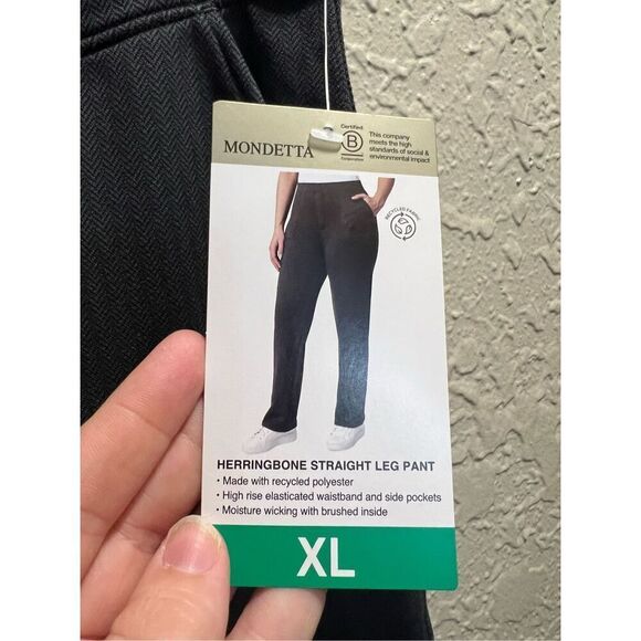 Mondetta Black & Grey Herringbone Straight Leg Pants Woman’s XL NEW - Picture 9 of 14